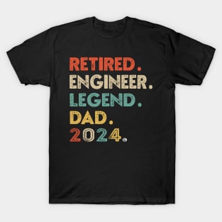 ENGINEER Retired 2024 Dad Legend Retirement Retro Tee T-Shirt